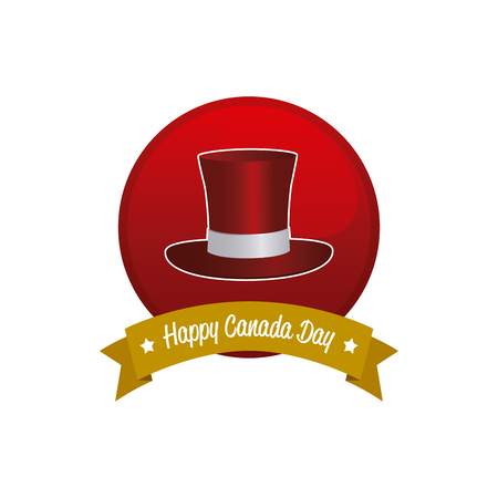 Isolated banner with a ribbon with text and a hat for canada day celebrationsのイラスト素材