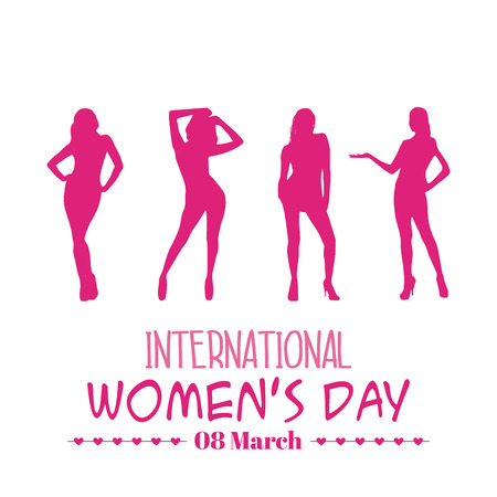 Set of different silhouettes of women on a white backgroundのイラスト素材