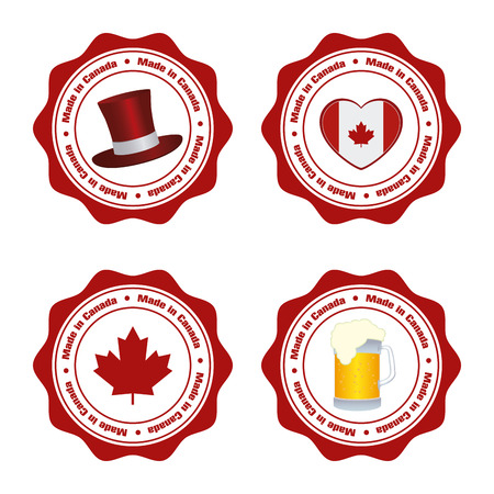 Set of banners with text and different icons for canada day celebrationsのイラスト素材