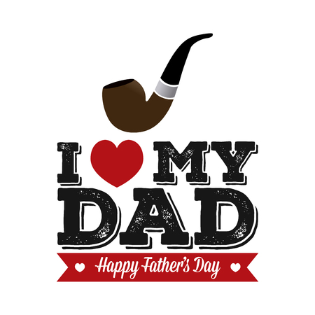 Isolated smoking pipe and text with a heart for father's day celebrationsのイラスト素材