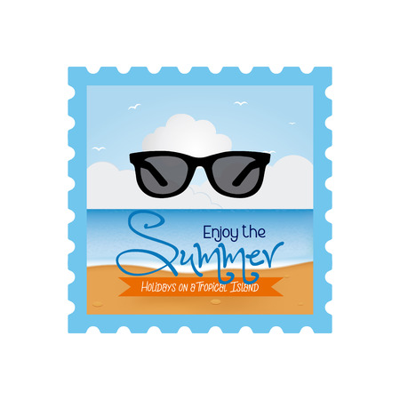 Isolated sticker with sunglasses and text on a white backgroundのイラスト素材