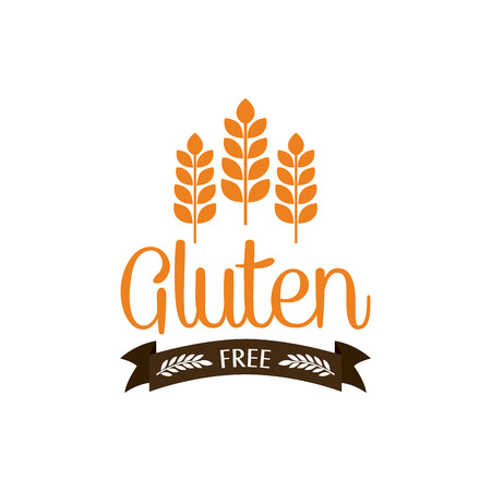 Isolated silhouette of gluten and text for gluten free productsのイラスト素材