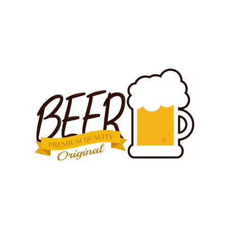 Isolated mug of beer icon with text on a white backgroundのイラスト素材