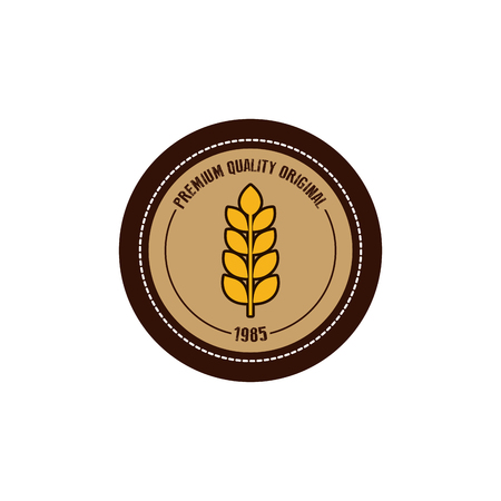 Isolated label with a wheat icon and text on a white backgroundのイラスト素材