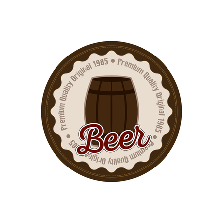 Isolated label with a beer barrel icon and text on a white backgroundのイラスト素材
