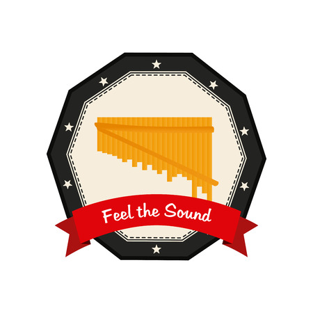 Isolated banner with a ribbon with text and a panfluteのイラスト素材