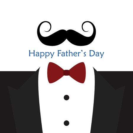 White background with text, men's clothes and a mustache iconのイラスト素材
