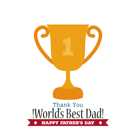 Isolated golden trophy on a white background with text for father's day celebrationsのイラスト素材