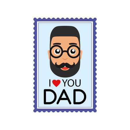 Isolated sticker with text and a man with glasses and a beardのイラスト素材