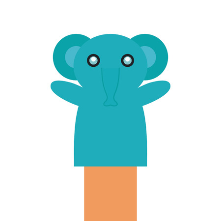 Isolated hand holding an elephant puppet on a white backgroundのイラスト素材