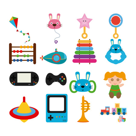 Set of different toys on a white backgroundのイラスト素材