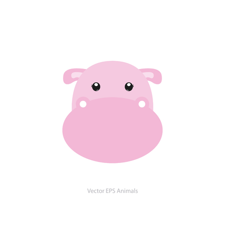 Isolated cute hippo on a white backgroundのイラスト素材