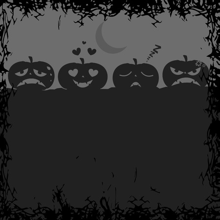 Colored halloween card with pumpkins , Vector illustrationのイラスト素材