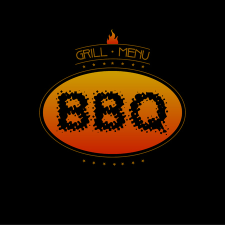 Isolated barbecue label on black background, Vector illustrationのイラスト素材