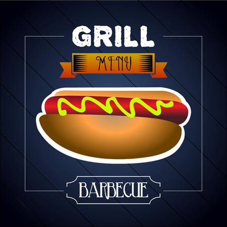 Isolated hot dog on a blue background, Barbecue vector illustrationのイラスト素材