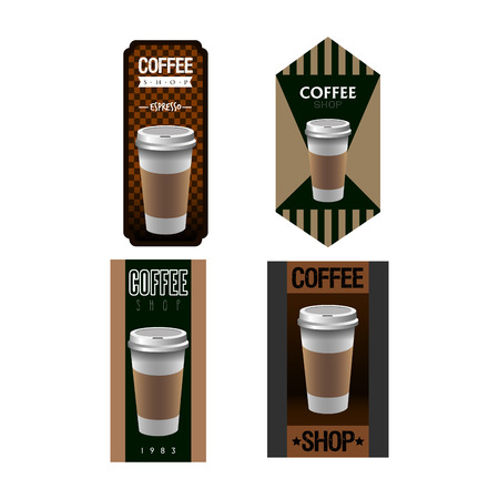 Set of coffee labels on a white background, Vector illustrationのイラスト素材