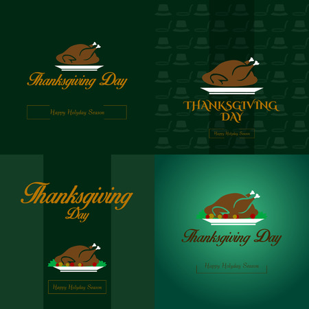 Set of thanksgiving cards with turkeys, Vector illustrationのイラスト素材