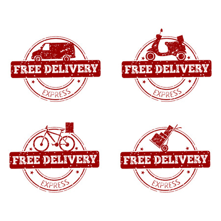 Set of free delivery labels, Vector illustrationのイラスト素材