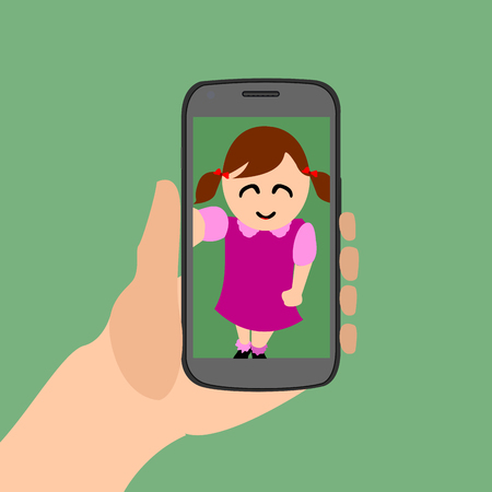Isolated cellphone with a selfie of a woman, Vector illustrationのイラスト素材