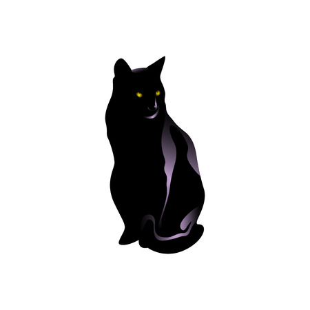 Isolated cat on a white background, Halloween vector illustrationのイラスト素材