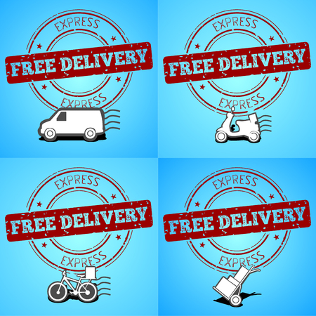 Set of free delivery graphic design, Vector illustrationのイラスト素材