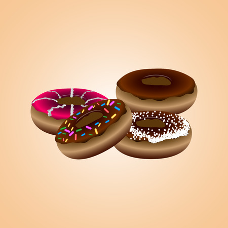 Set of different doughnuts, Fast food vector illustrationのイラスト素材