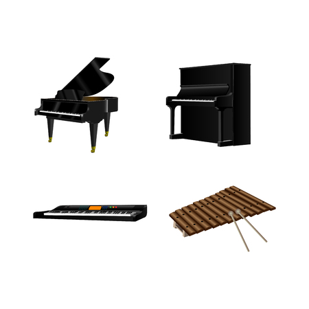 Set of different musical instruments, Vector illustrationのイラスト素材