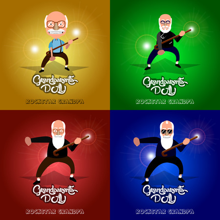 Set of  grandparent's day graphic designs, Vector illustrationのイラスト素材