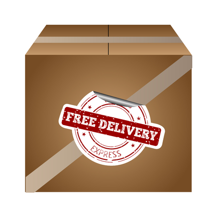 Isolated box with a free delivery tag, Vector illustrationのイラスト素材
