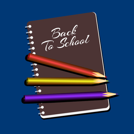 Isolated notebook with some pencils, Back to school vector illustrationのイラスト素材