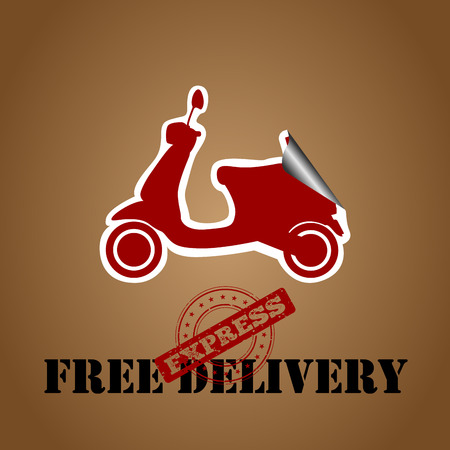 Free delivery box with a motorcycle tag, Vector illustrationのイラスト素材