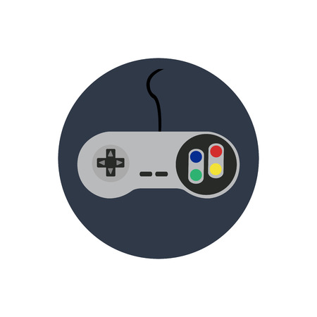 Isolated joystick on a blue button, Vector illustration