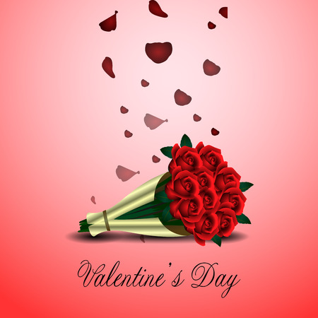 Isolated roses on a colored background, Valentine day vector illustrationのイラスト素材