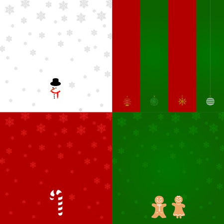 Set of christmas backgrounds with different elements, Vector illustrationのイラスト素材