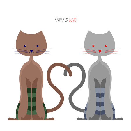 Isolated pair of abstract cats, Vector illustrationのイラスト素材