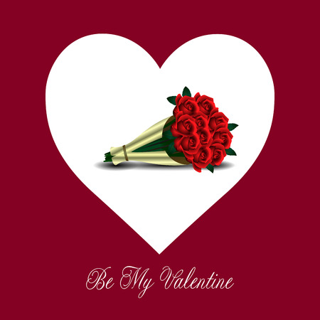 Colored valentine's day card with flowers, Vector illustrationのイラスト素材