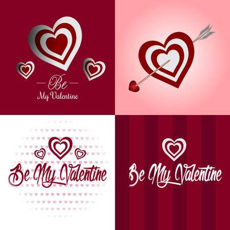 Set of valentine's day cards, Vector illustrationのイラスト素材