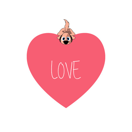 Dog resting in a heart, Vector illustrationのイラスト素材