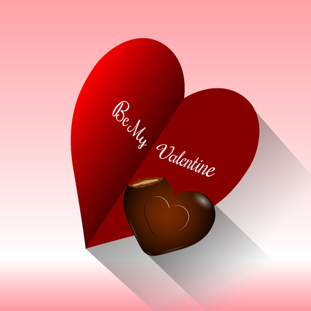 Valentine's day card with a chocolate, Vector illustrationのイラスト素材