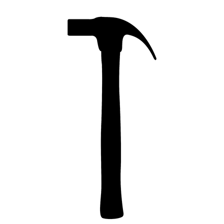 Isolated silhouette of a hammer on a white background, Vector illustrationのイラスト素材