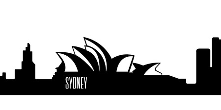 Isolated silhouette cityscape of Sydney, Vector illustrationのイラスト素材