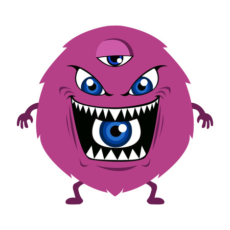 Isolated pink monster with a lot of eyes, Vector illustrationのイラスト素材