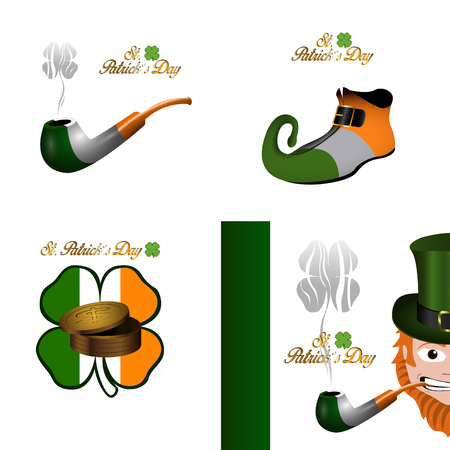 Set of different Patrick's day graphic designs, Vector illustrationのイラスト素材