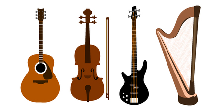 Set of different musical instruments, Vector illustrationのイラスト素材