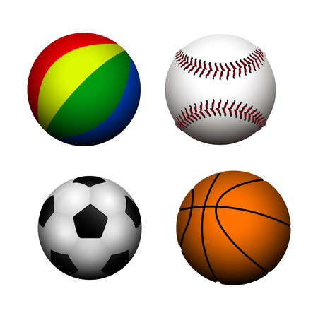 Set of different sport balls, Vector illustrationのイラスト素材