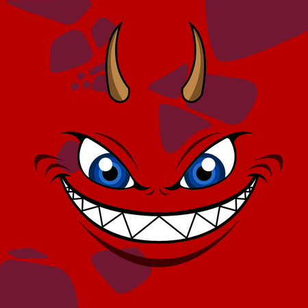 Isolated red monster with a big smile, Vector illustrationのイラスト素材