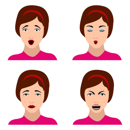 Set of women portraits on a white background, Vector illustrationのイラスト素材
