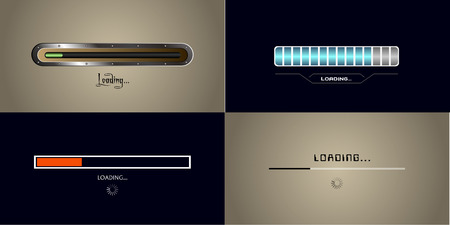 Set of video game bars on colored backgrounds, Vector illustrationのイラスト素材