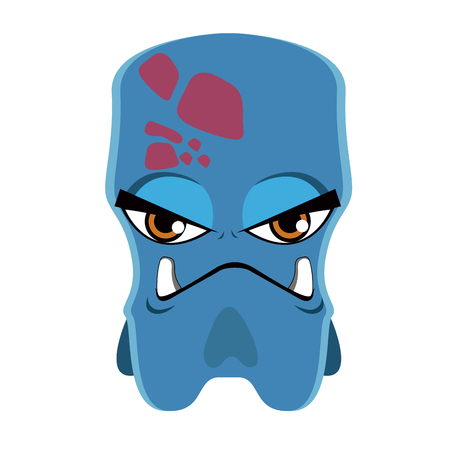 Isolated blue monster with big teeth, Vector illustrationのイラスト素材