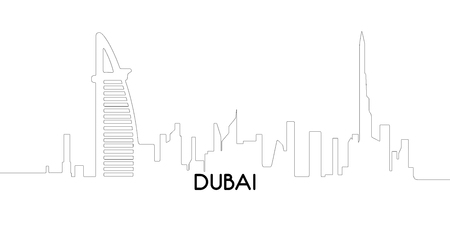 Isolated outline cityscape of Dubai, Vector illustrationのイラスト素材